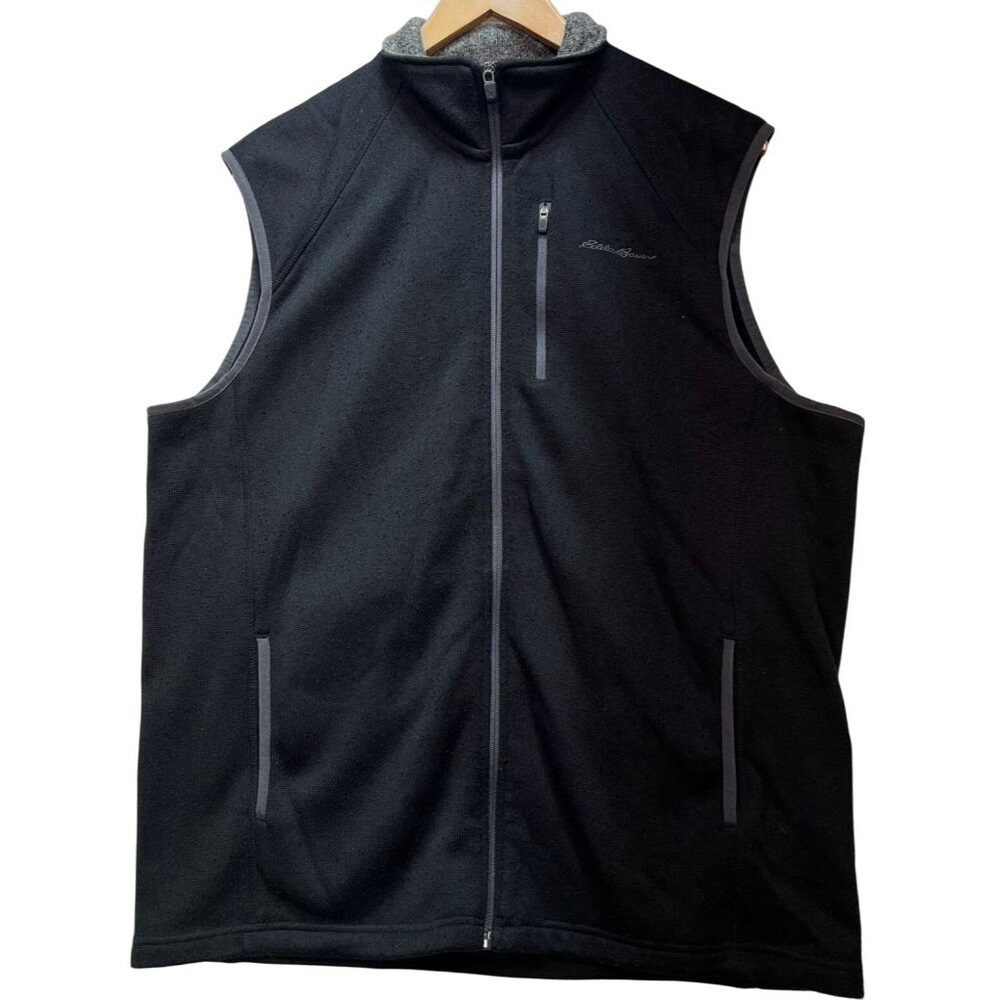 Eddie Bauer Men's Full Zip Cardigan Vest Sleeveless Stretch Size L Gray Pockets